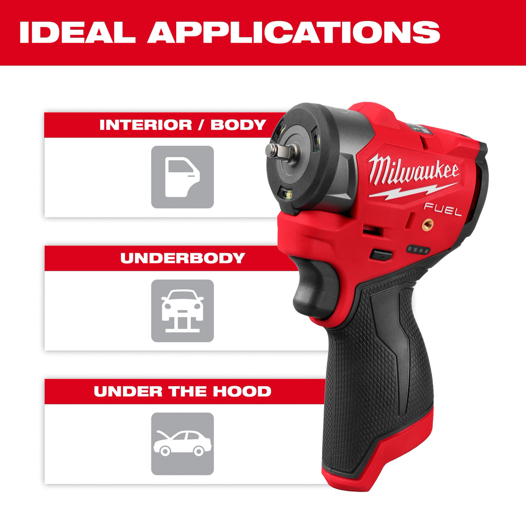 Milwaukee M12 FUEL 3/8" Subcompact Impact Wrench with Friction Ring – Configuration Options