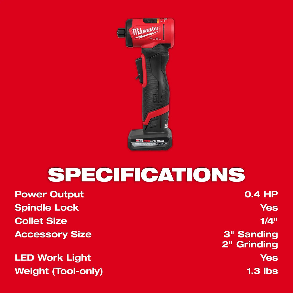 Milwaukee M12 FUEL 1/4" Right Angle Die Grinder – Configuration Options