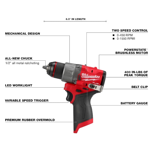 Milwaukee M12 FUEL 1/2" Drill/Driver – Configuration Options