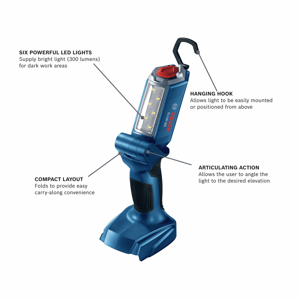 Bosch GLI18V-300N 18V Articulating LED Worklight (Tool Only)
