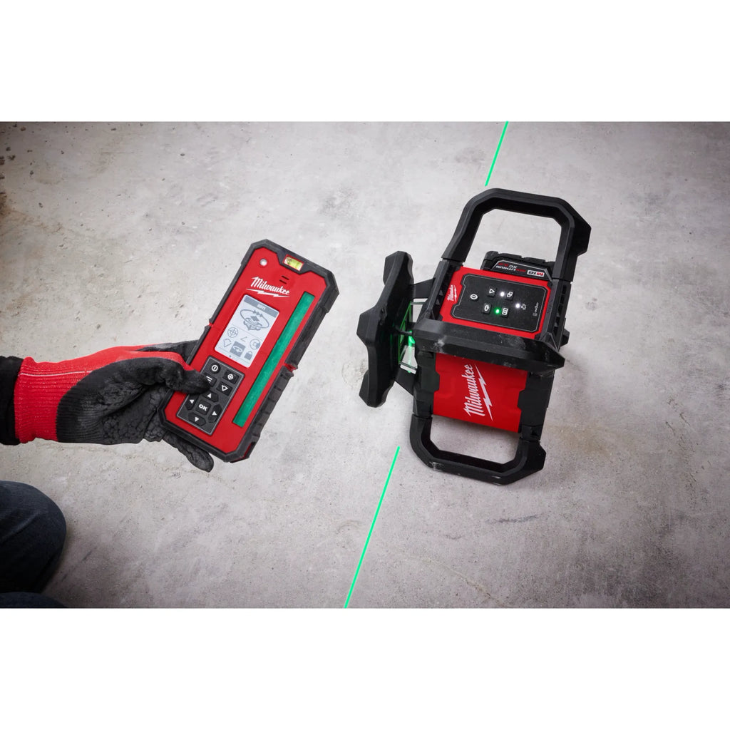 Milwaukee M18 Green Interior Rotary Laser Level Kit with  Remote/Receiver & Wall Mount Bracket | 3702-21