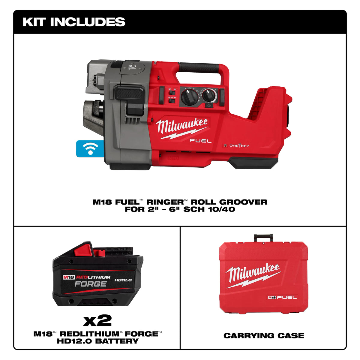Milwaukee M18 FUEL RINGER Roll Groover for 2” – 6” Sch 10/40 | 2928-22
