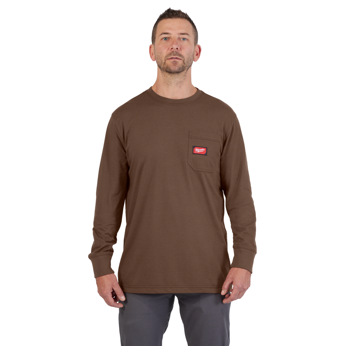 Milwaukee GRIDIRON Pocket T-Shirt - Long Sleeve - Brown