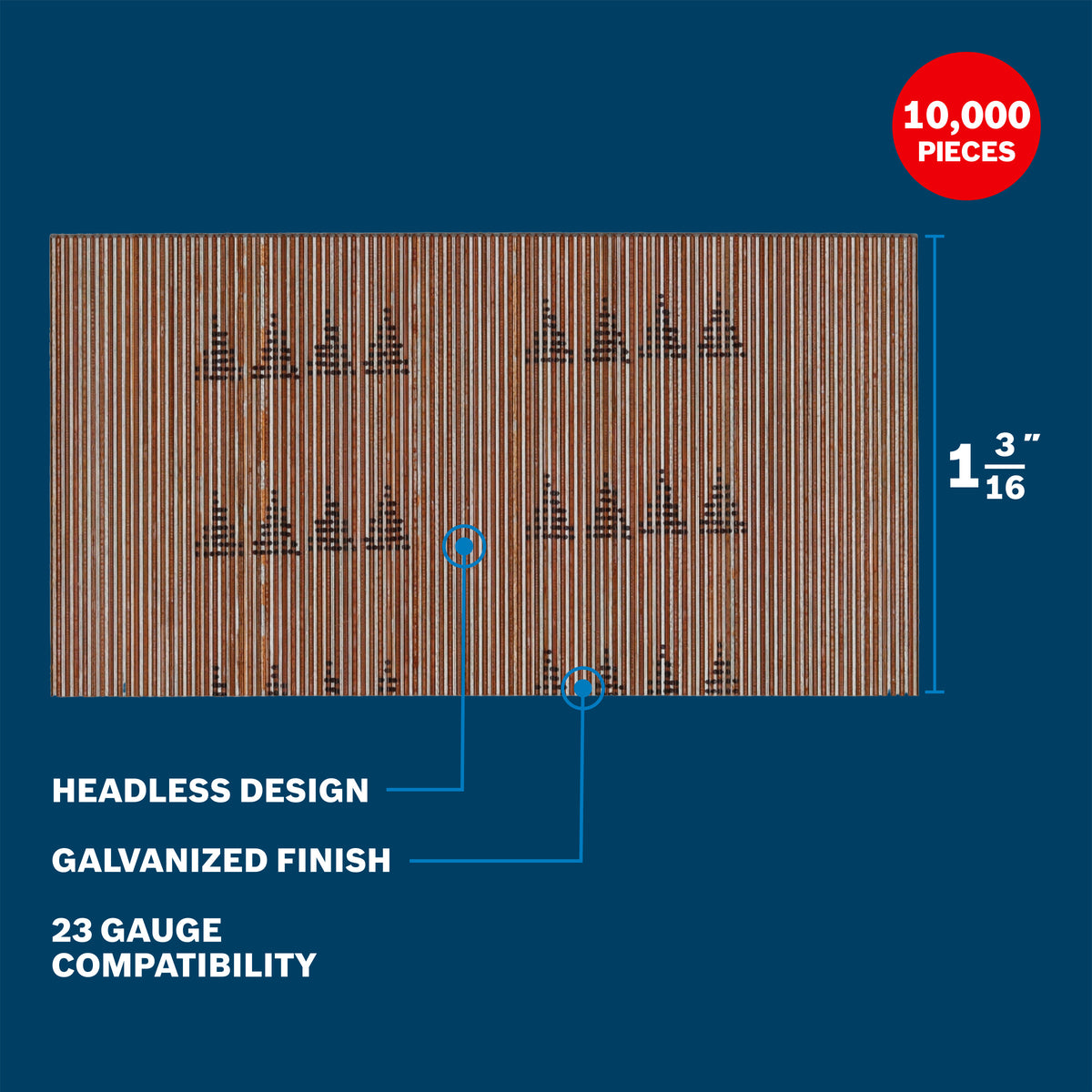Bosch GNH23G116GV 1-3/16 In. 23g Pins - Galvsd (10,000 Count)