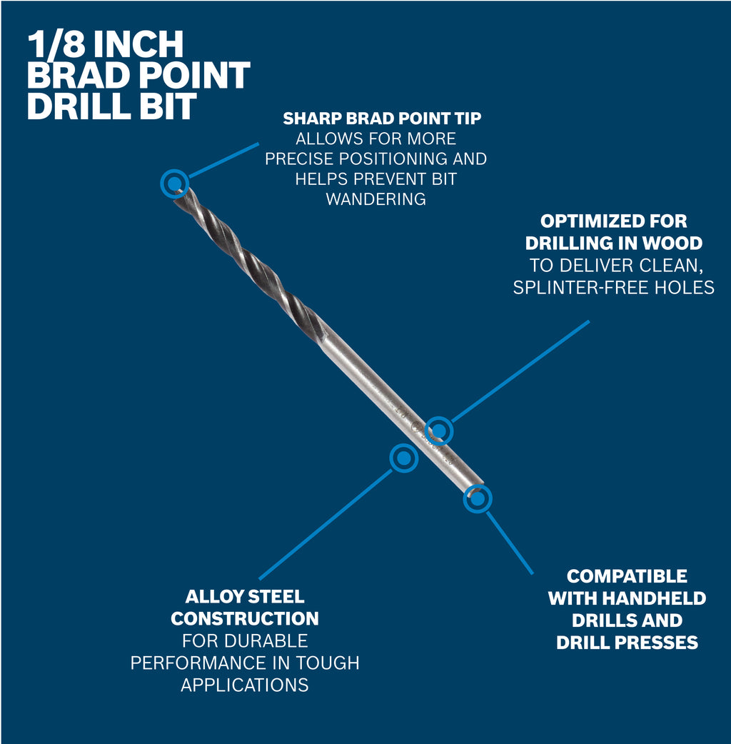 Bosch BP14601 1/8 In. Brad Point Drill Bit