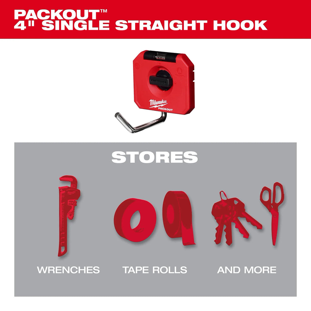 Milwaukee PACKOUT 4" Single Straight Hook | 48-22-8328