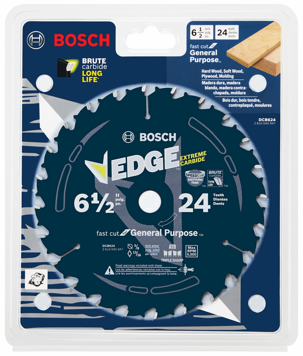 Bosch DCB624 6-1/2 In. 24 Tooth Edge Circular Saw Blade for General Purpose