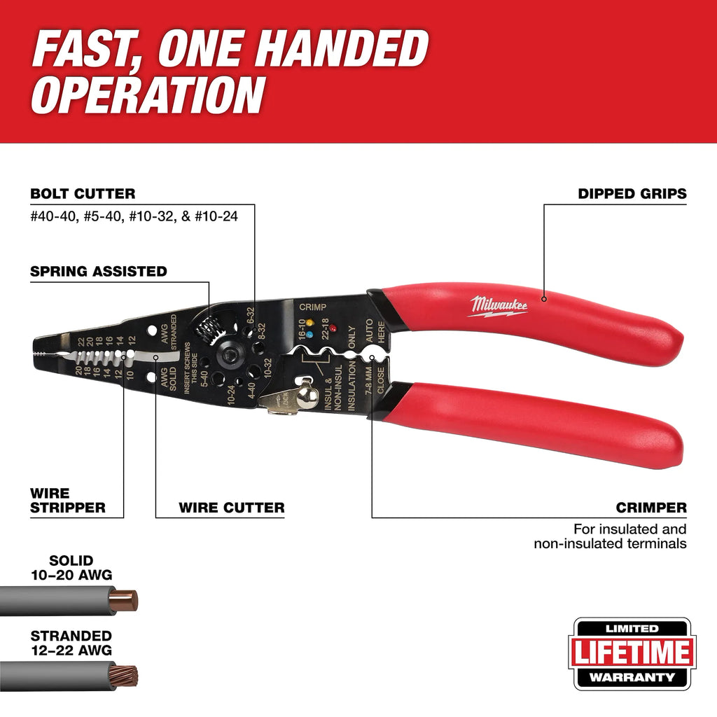 Milwaukee Multi-Purpose Wire Stripper with Crimper | 48-22-6579