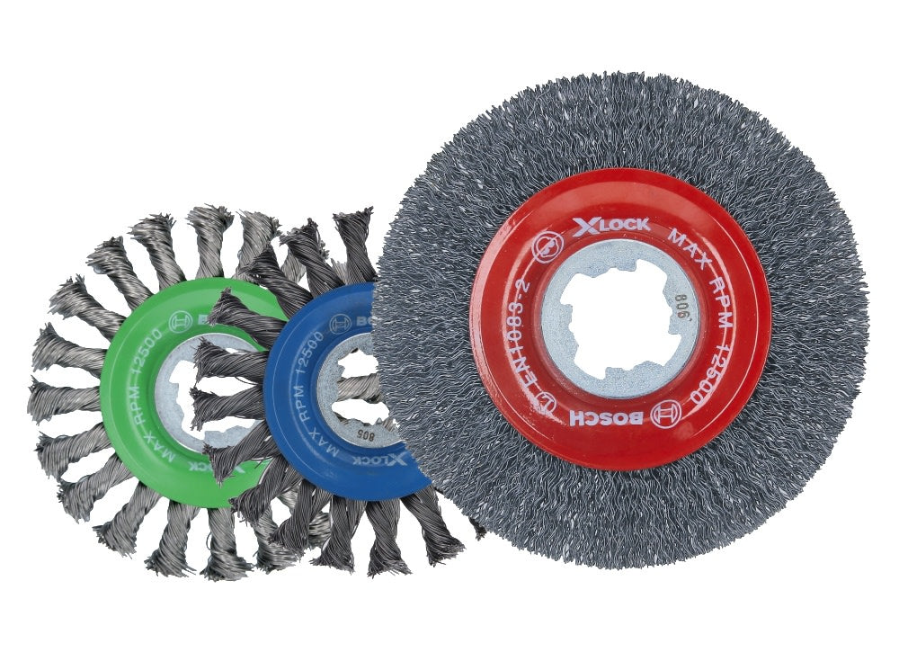 Bosch WBX318 3 In. Wheel Dia. X-LOCK Arbor Carbon Steel Crimped Wire Cup Brush