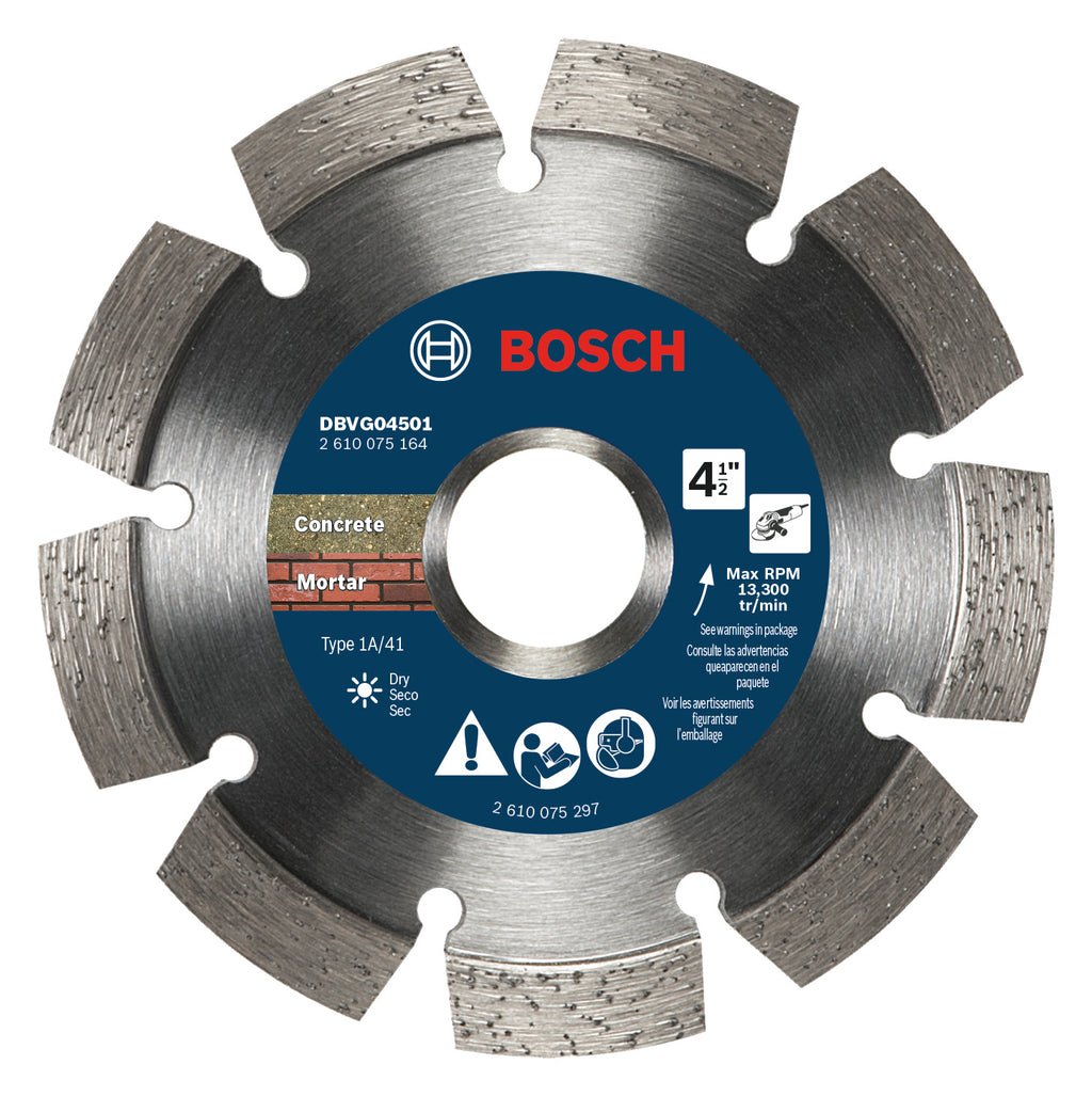 Bosch DBVG04501 4-1/2 In. Segmented Rim V-Groove Diamond Wheel for Rough Cuts