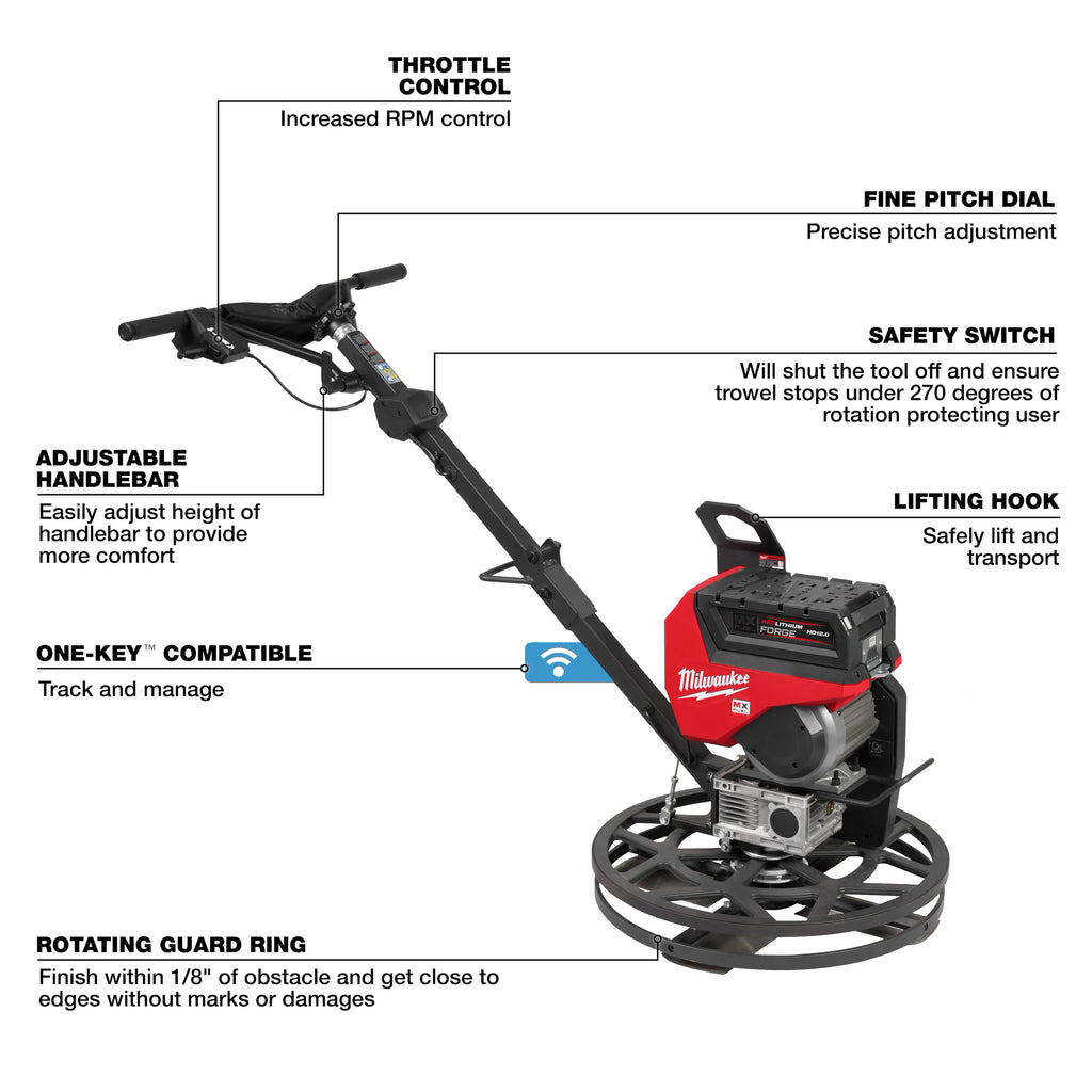 Milwaukee MX FUEL 24" Walk-Behind Edging Trowel Kit | MXF324-2HD
