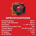 Milwaukee M12 Green Cross Line & Plumb Points Laser Kit | 3622-21