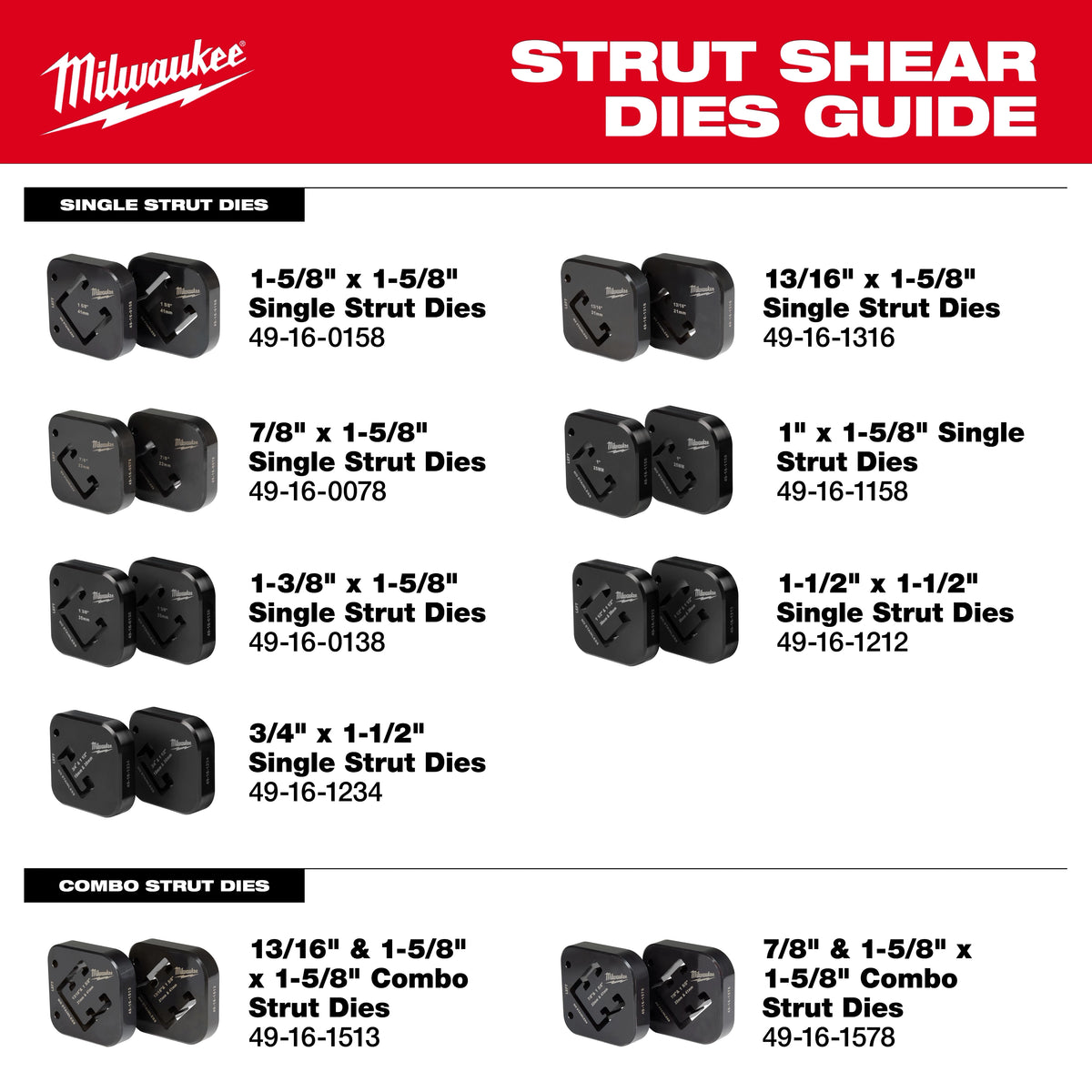 13/16" x 1-5/8" Single Strut Shearing Dies