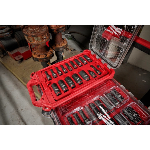 17PC SHOCKWAVE™ Impact Duty Socket 3/8” Drive SAE Set with PACKOUT™