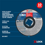 Bosch TCWX1S450P10 10 pc. 4-1/2 In. x .045 In. Type 1/41 X-LOCK Metal/Stainless Steel Fast Cutting Abrasive Wheel 60 Grit
