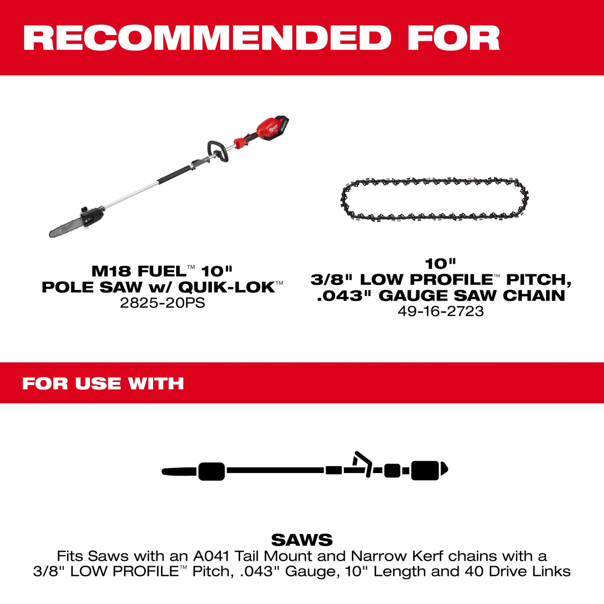 10" 3/8" LOW PROFILE™ Pitch, .043" Gauge Guide Bar - 48-09-5001 - image 2