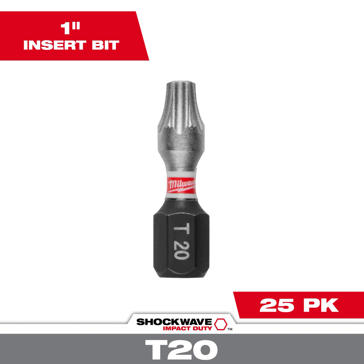 Milwaukee SHOCKWAVE Impact Duty 1" Insert Bit TORX T20 (25-Pack) | 48-32-4735