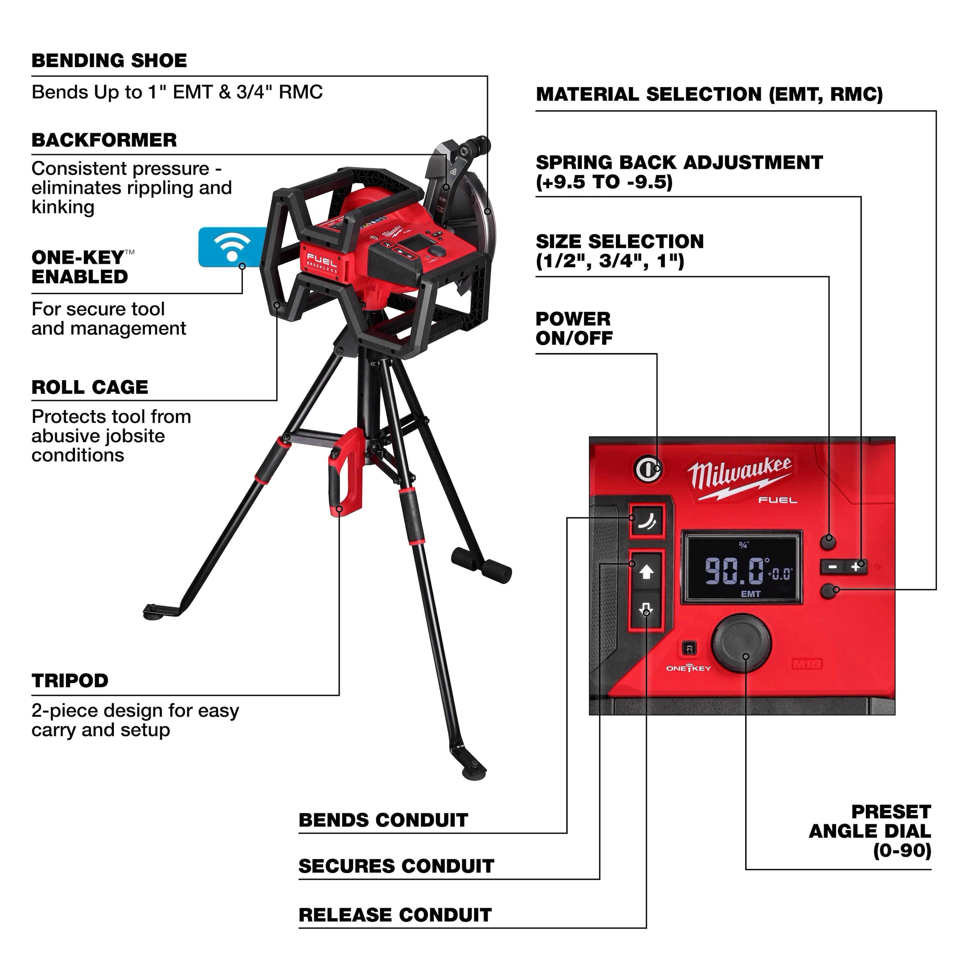 M18 FUEL™ BRANCH CONDUIT BENDER w/ AUTO-ZERO™