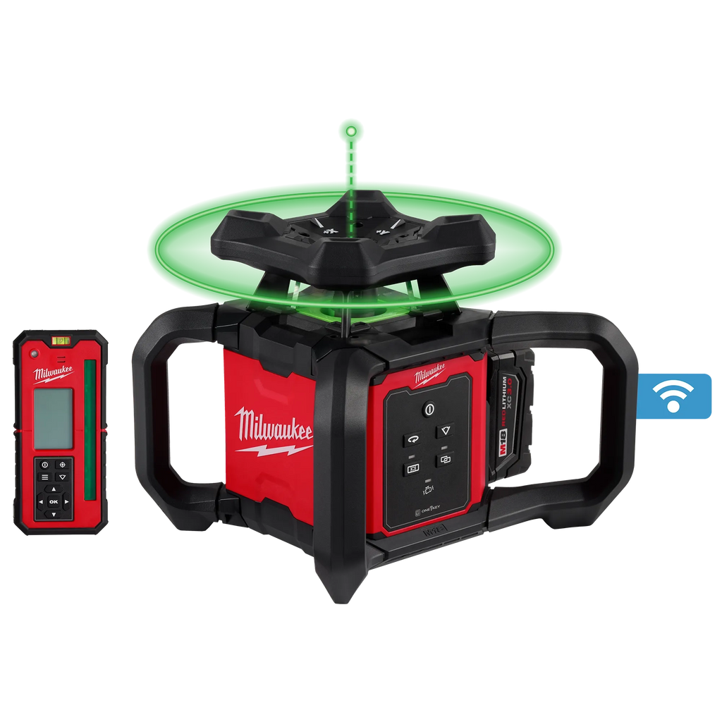 Milwaukee M18 Green Interior Rotary Laser Level Kit with  Remote/Receiver & Wall Mount Bracket | 3702-21