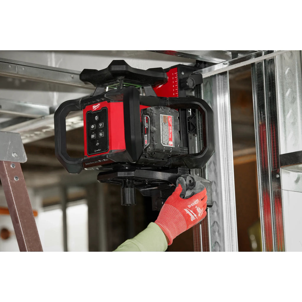 Milwaukee M18 Green Interior Rotary Laser Level Kit with  Remote/Receiver & Wall Mount Bracket | 3702-21