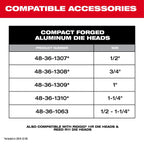 M18 FUEL™ Compact Pipe Threader w/ ONE-KEY™ w/ 1/2" - 1-1/4" Compact NPT Forged Aluminum Die Heads