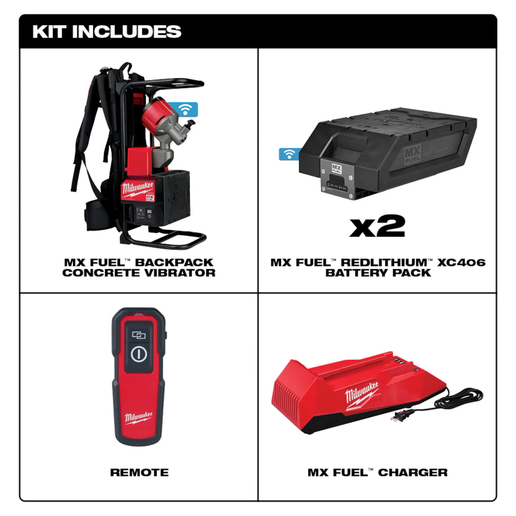Milwaukee MX FUEL Backpack Concrete Vibrator Kit | MXF371-2XC