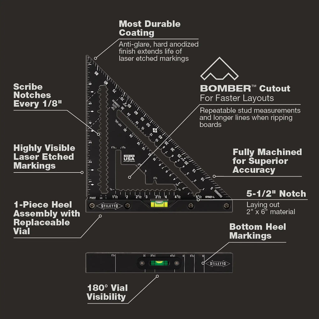 7" Carpenter Square with Level