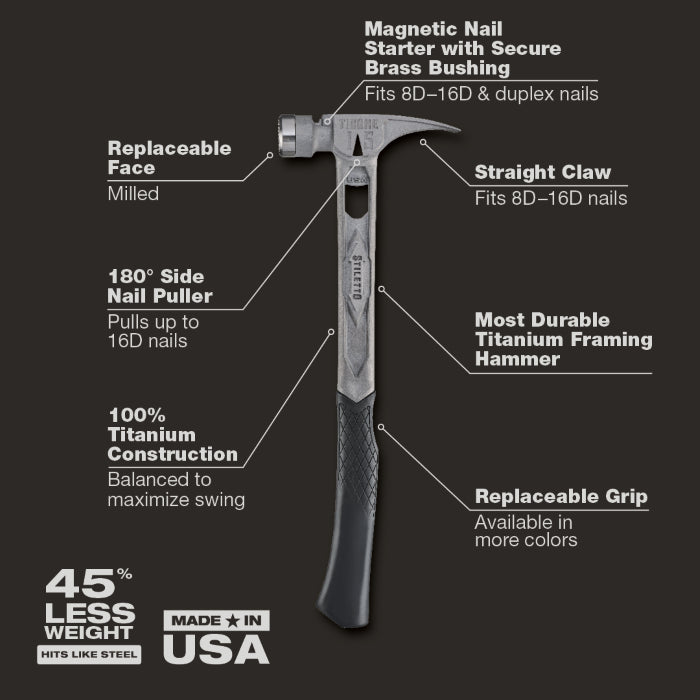 15oz TIBONE™ Milled/Curved Titanium Hammer