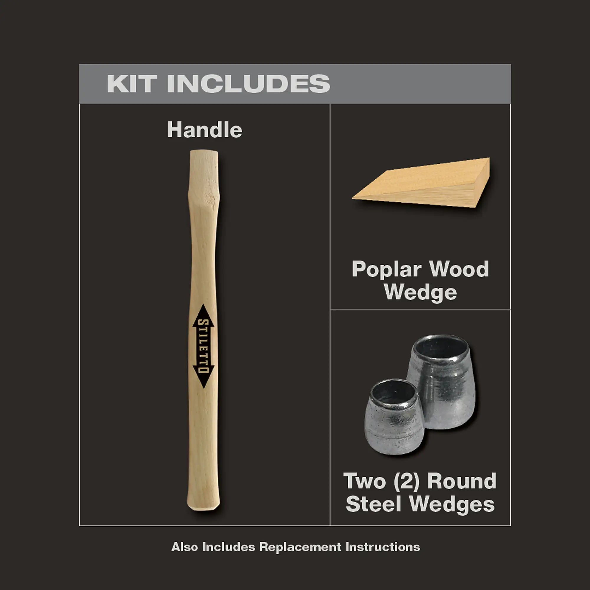 18” Straight Hickory Replacement Handle for 12/14oz