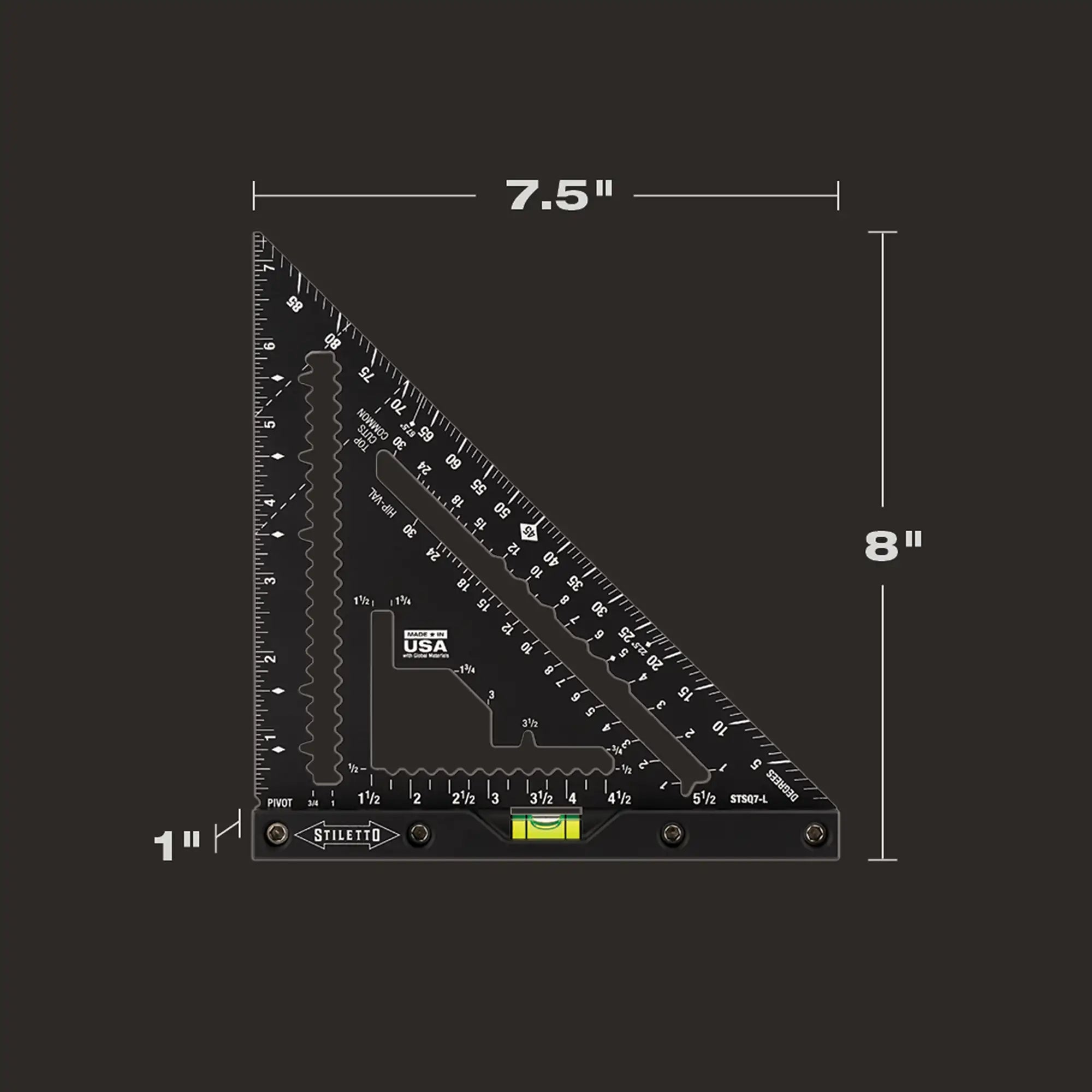 7" STILETTO CARPENTER SQUARE W/LVL