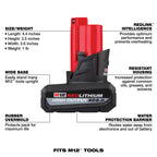 M12™ 12V Lithium-Ion Extended Capacity (XC) 5.0 Ah REDLITHIUM Battery with Charger (2-Pack)