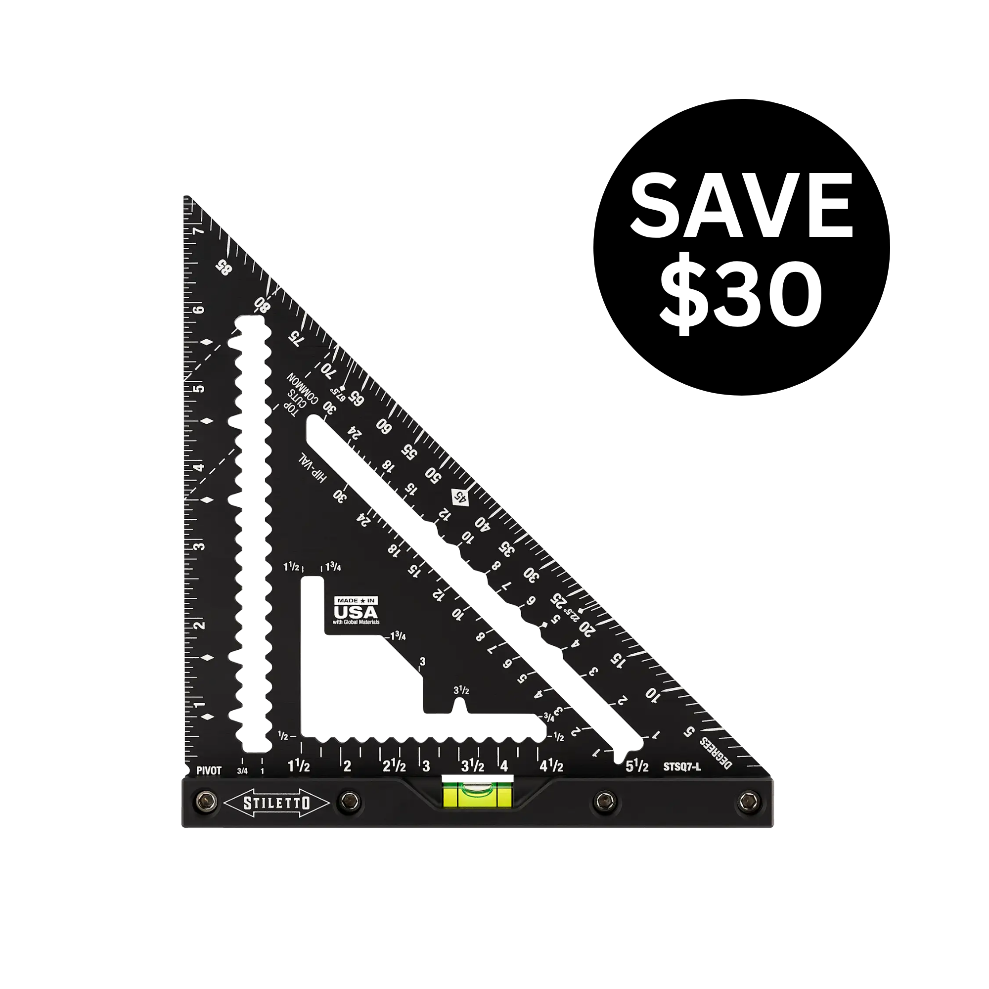 7" STILETTO CARPENTER SQUARE W/LVL