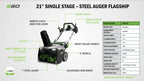 21" Single-Stage Snow Blower with Peak Power™ and Heated Handle Grips