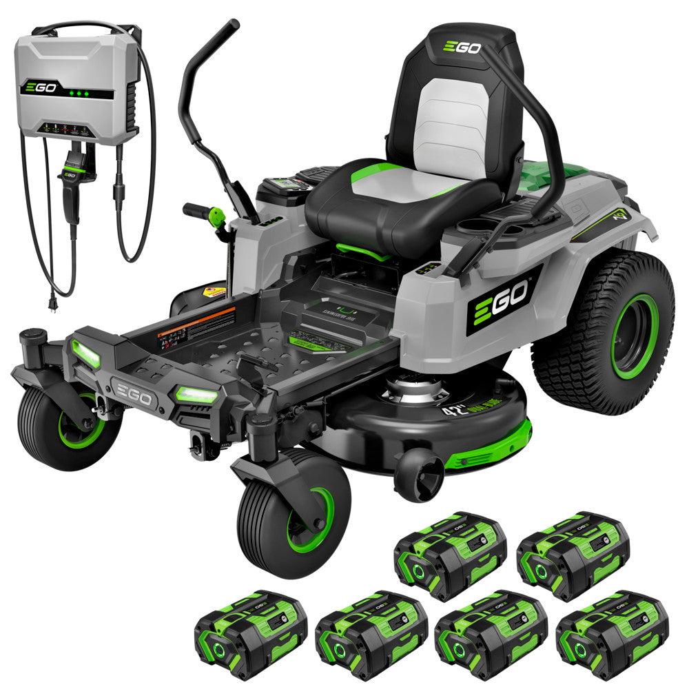 POWER+ Z6 42" Zero Turn Riding Mower, Includes (6) 6.0Ah Batteries and 800W Charger