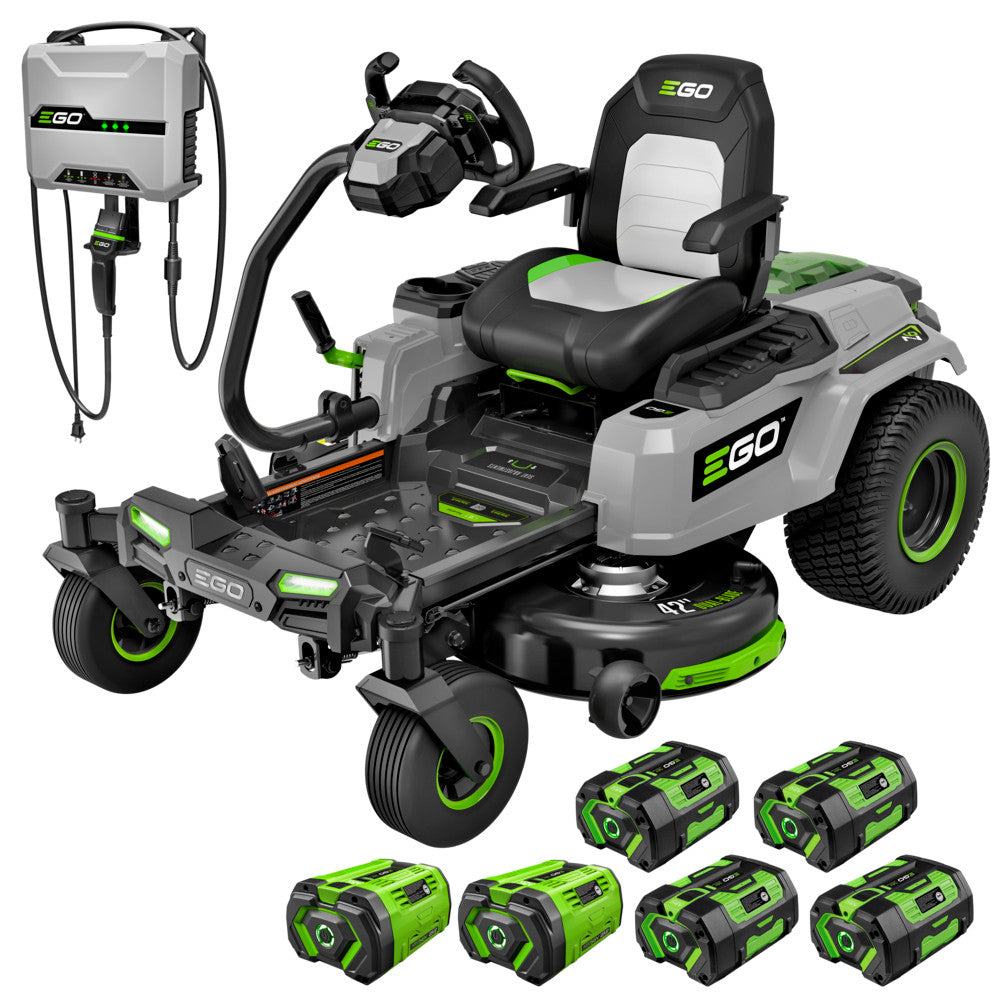 POWER+ Z6 42" Zero Turn Mower with e-STEER™ Technology, Includes (2) 10.0Ah and (4) 6.0Ah Batteries and 800W Charger
