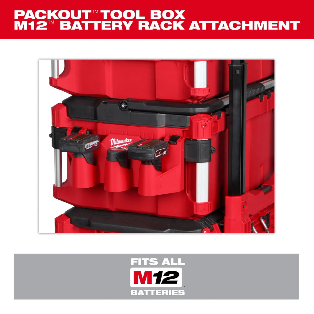 Milwaukee PACKOUT Tool Box M12 Battery Rack Attachment | 48-22-8604