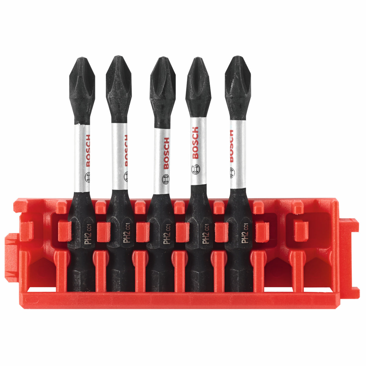 Bosch ITDPH2205C 5 pc. Driven 2 In. Impact Phillips #2 Power Bits with Clip for Custom Case System