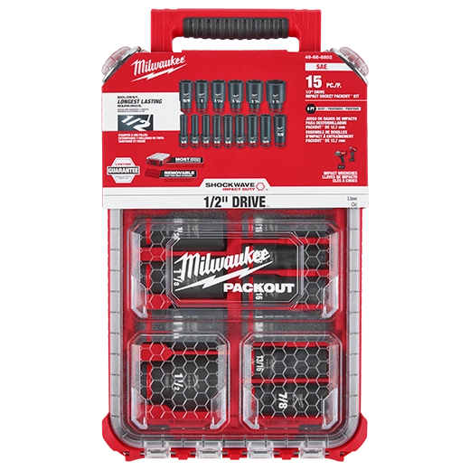 15PC SHOCKWAVE™ Impact Duty Socket 1/2” Drive SAE Set with PACKOUT™