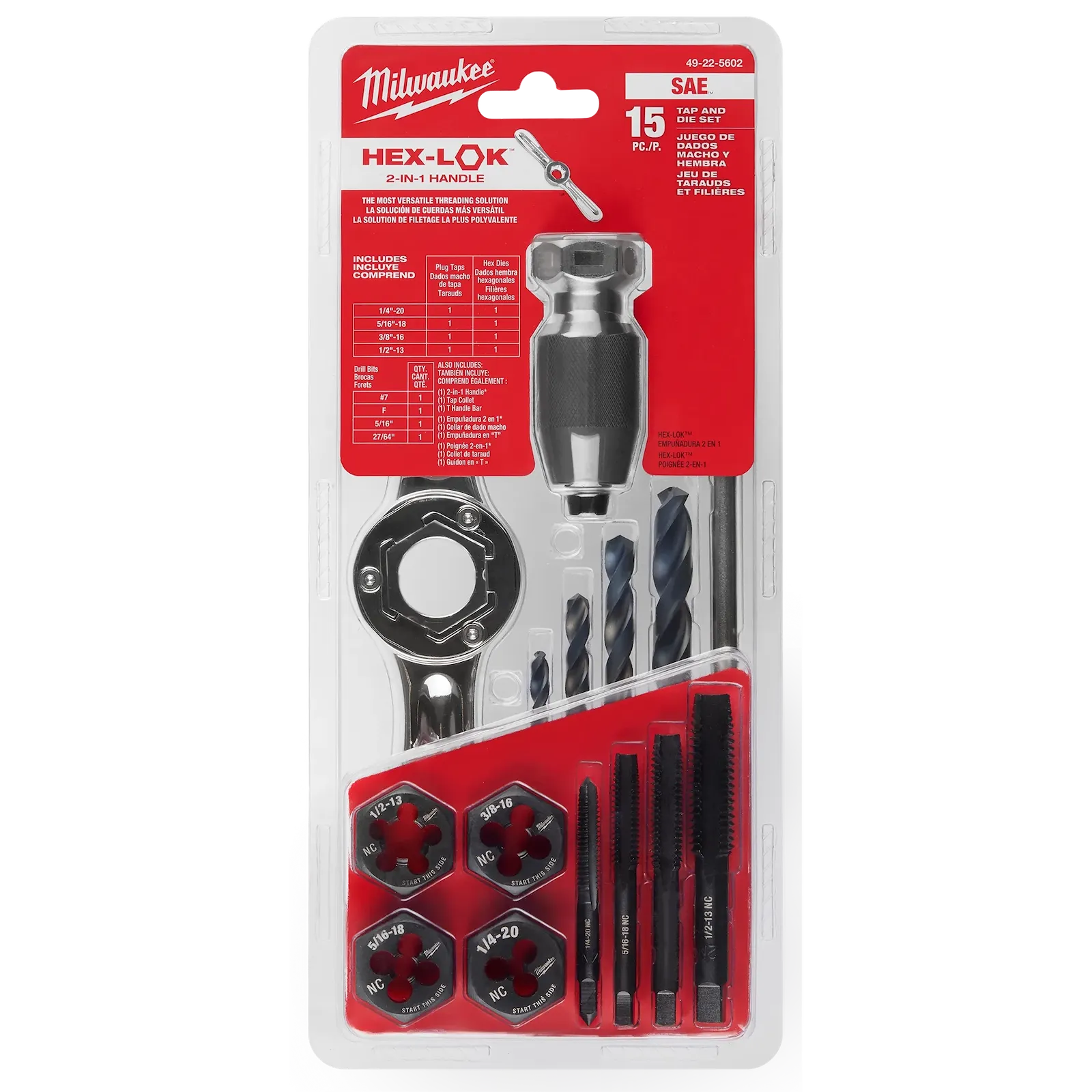 15PC SAE Tap and Die Set with Hex-LOK™ 2-in-1 Handle