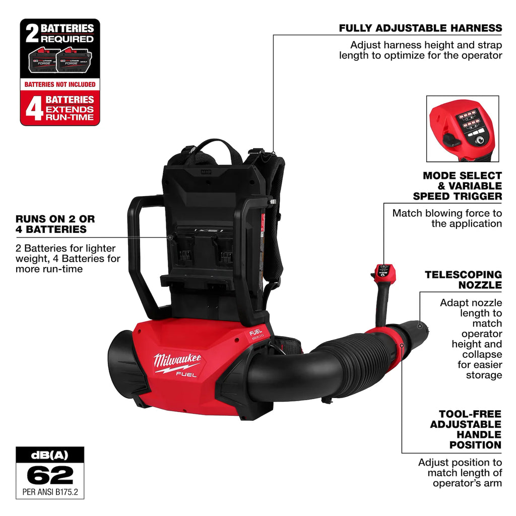 Milwaukee M18 FUEL Dual Battery Backpack Blower – Configuration Options