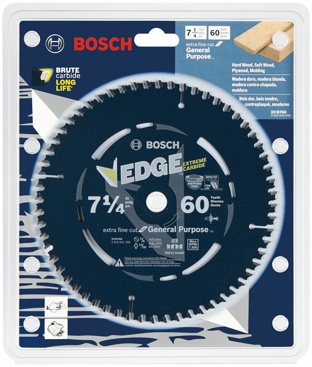 Bosch DCB760 7-1/4 In. 60 Tooth Edge Circular Saw Blade for Extra-Fine Finish