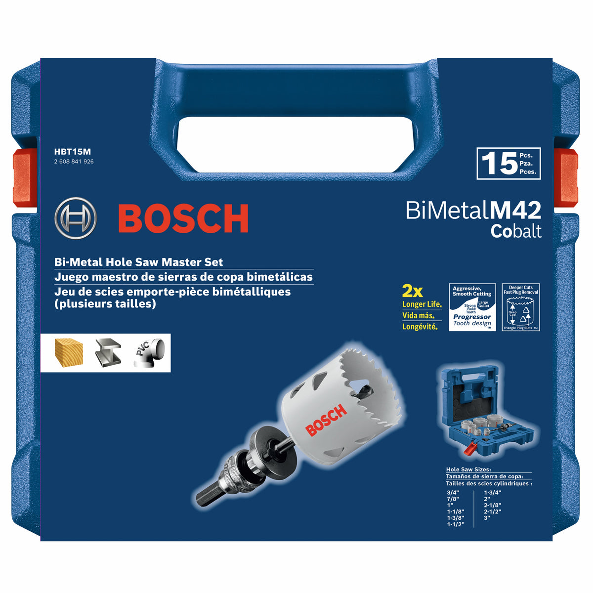 Bosch HBT15M 15 pc. General-Purpose Professional Bi-Metal Hole Saw Set