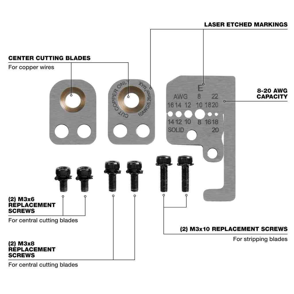 Milwaukee 8-20 AWG Automatic Wire Stripper Replacement Blade Kit | 48-22-3088