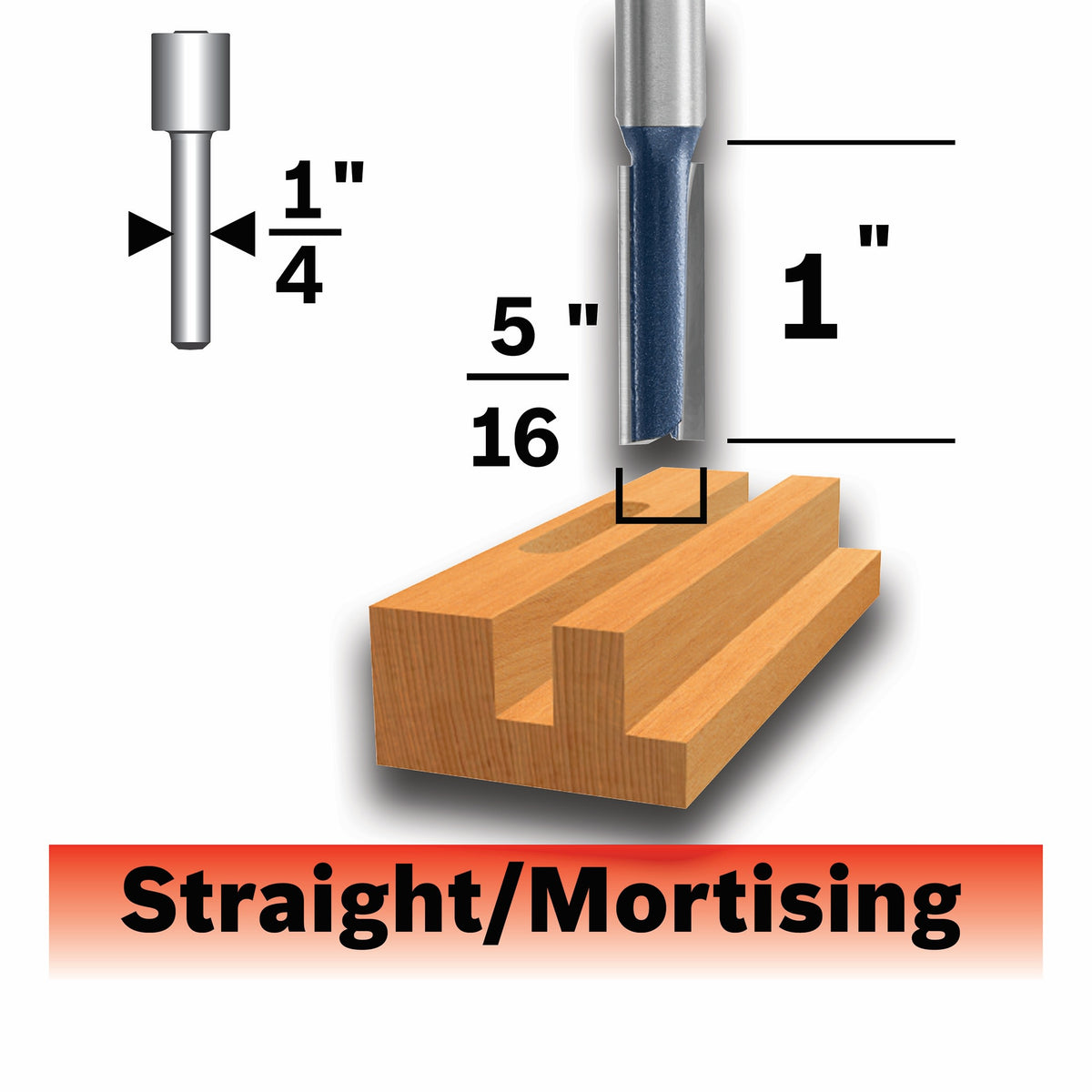 Bosch 85224MC 5/16 In. x 1 In. Carbide-Tipped Double-Flute Straight Router Bit