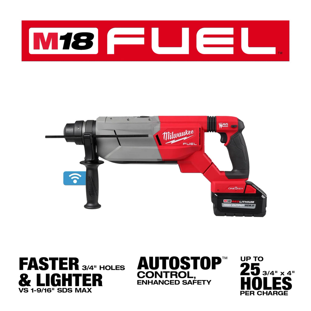 Milwaukee M18 FUEL 1-1/4” SDS Plus D-Handle Rotary Hammer Kit with  ONE-KEY | 2916-22