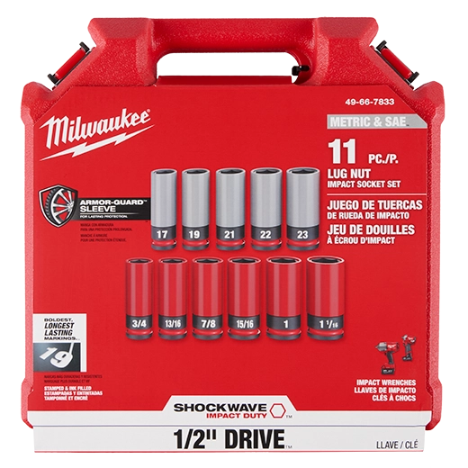 SHOCKWAVE™ Impact Duty 1/2 Drive SAE & Metric 11PC Lug Nut Wheel Socket Set - 49-66-7833 - image 6