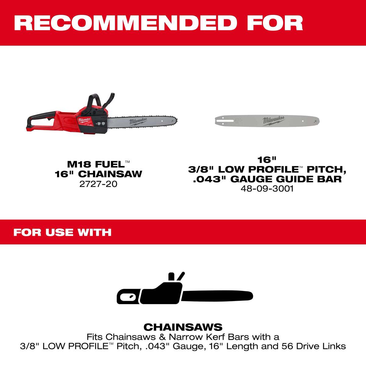 16" 3/8" LOW PROFILE™ Pitch, .043" Gauge Saw Chain - 49-16-2715 - image 2