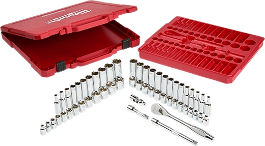 3/8" Drive 56pc Ratchet & Socket Set with FOUR FLAT™ SIDES - SAE & Metric
