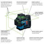 Bosch GLL330-42CGL 12V Max 360⁰ Connected Green-Beam Three-Plane Leveling and Alignment Laser with (1) 12V Battery