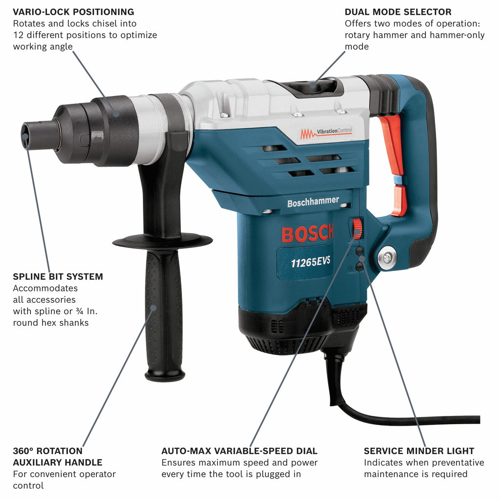 Bosch 11265EVS Spline 1-5/8 In. Combination Hammer